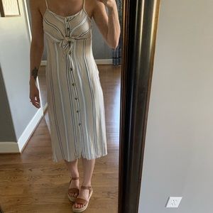 Striped cream midi dress